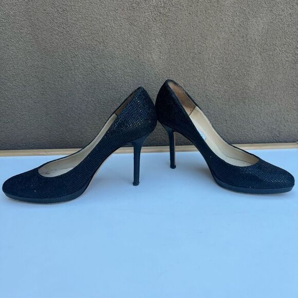 Jimmy Choo Pumps Heels EU 35.5 Black Round Toe Glitter Made in Italy Leather - Picture 9 of 10